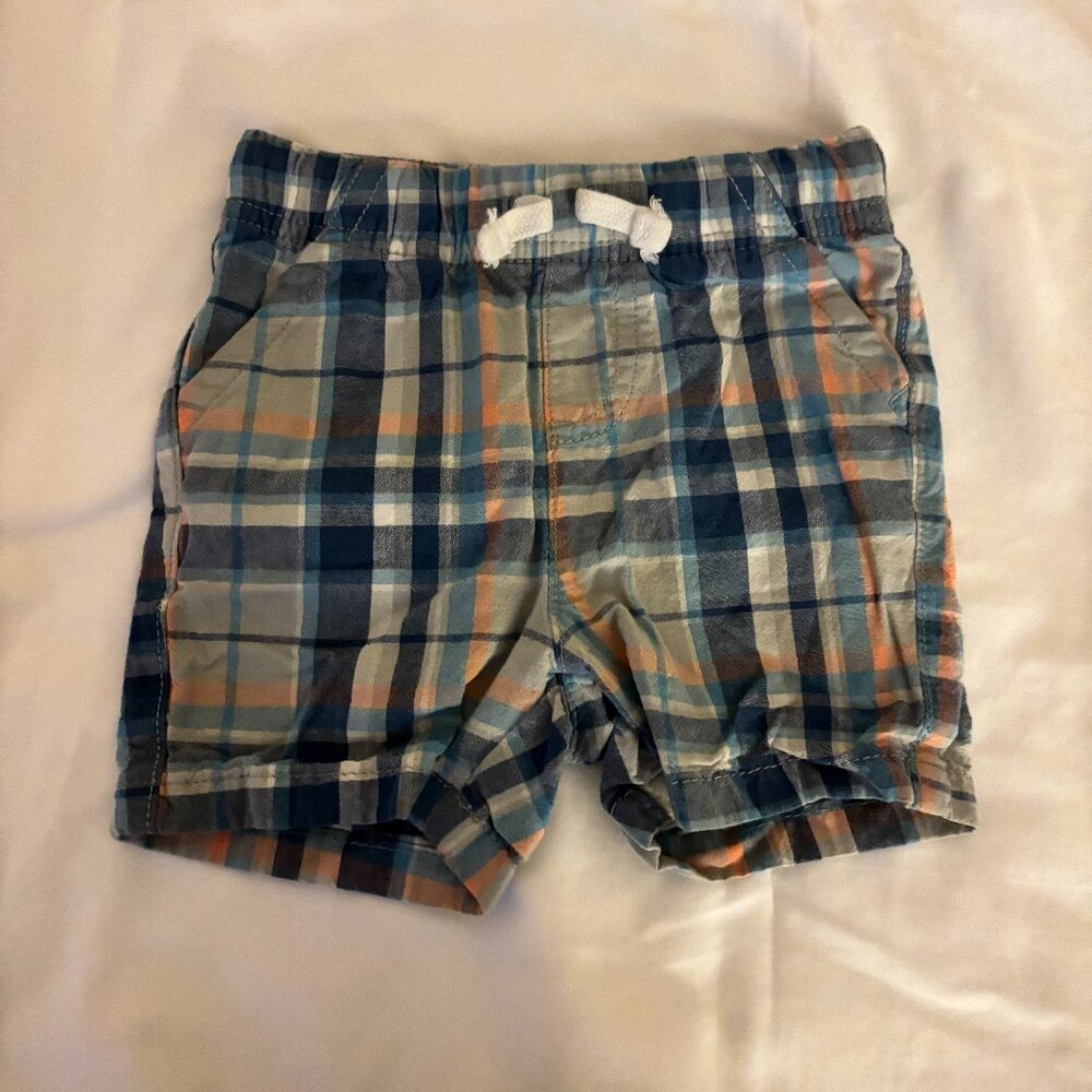 Jumping Beans 18 months boys blue, orange & white shorts w/elastic waist